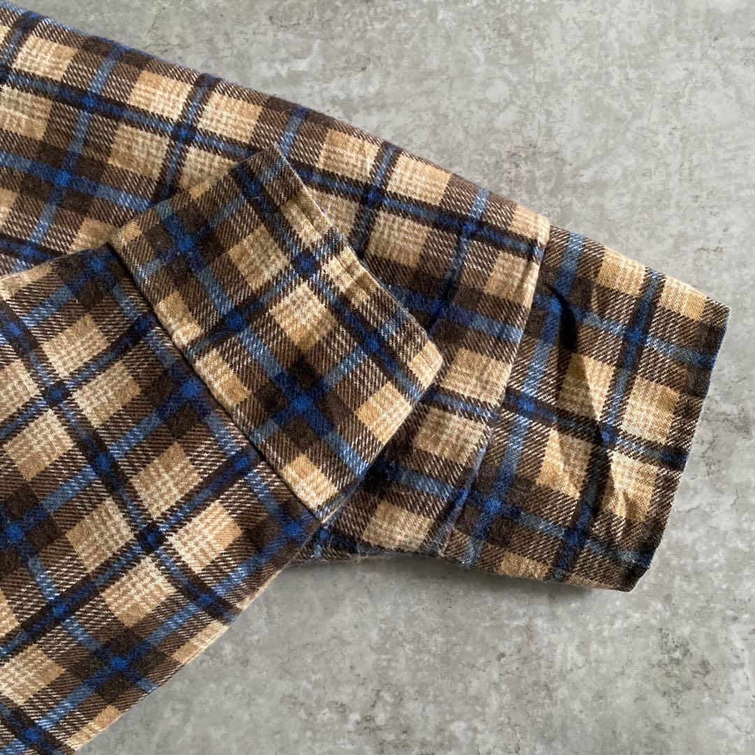 好配色 70s Sears キルティング オンブレ ネルシャツ USA製 XL