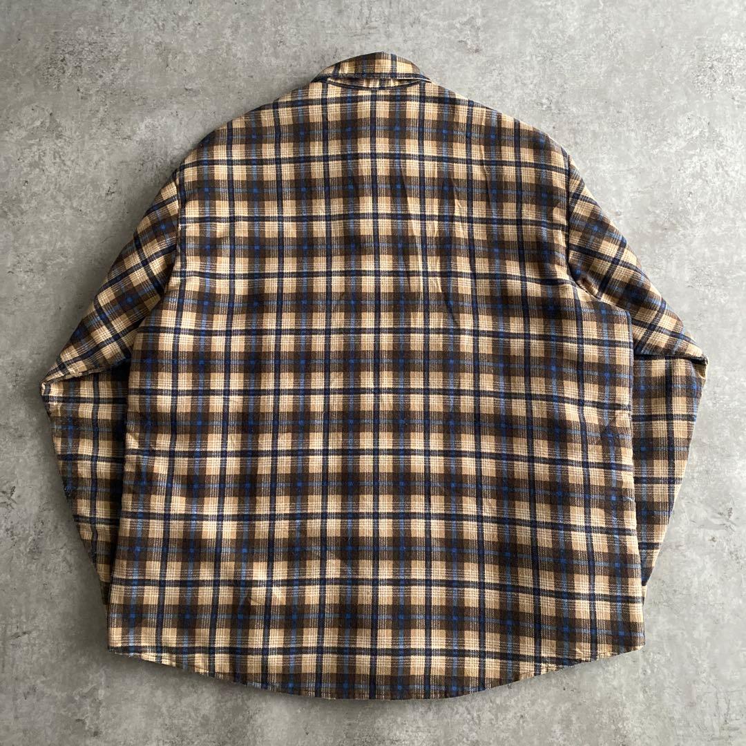 好配色 70s Sears キルティング オンブレ ネルシャツ USA製 XL