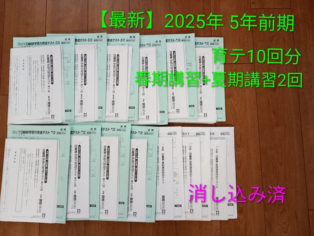 【最新】日能研2025年5年前期全10回分+春期講習テスト+夏期講習テスト2回分