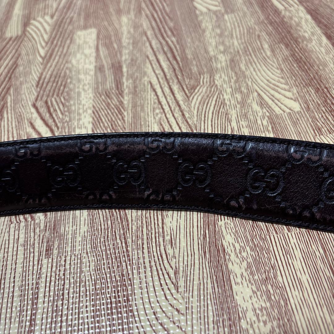 GUCCI ブラウンレザーベルト ダブルGロゴ