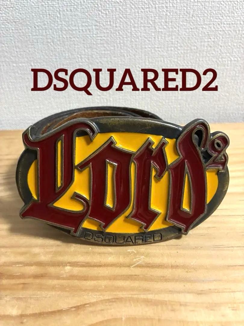 【DSQUARED2】ベルト ロゴバックル レザー イエロー