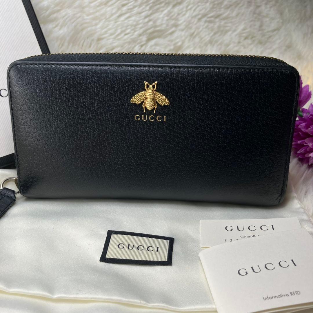 GUCCI グッチ アニマリエ ビー蜂 ハチ ラウンドファスナー長財布美品