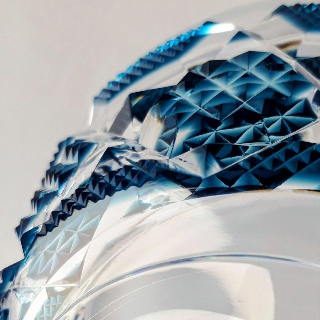 復刻 薩摩切子　藍色 切子 向付鉢　　　　【 希少作品 】