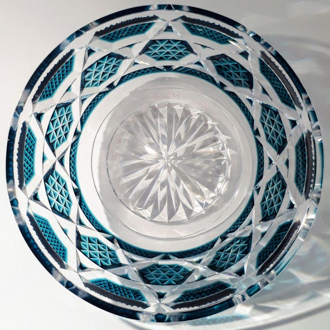 復刻 薩摩切子　藍色 切子 向付鉢　　　　【 希少作品 】