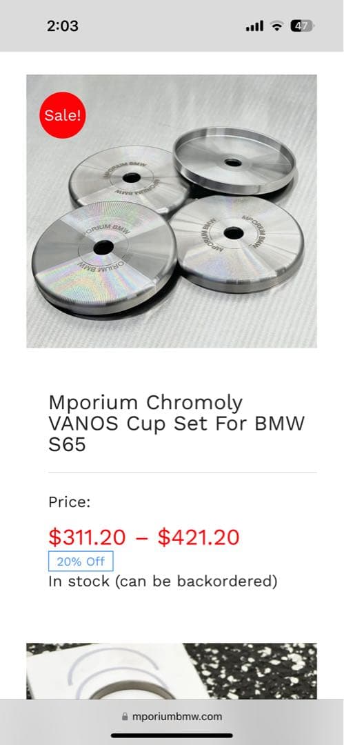 【安心のUSA製】 M3 E90/92/93向けクロモリ製VANOSカバー