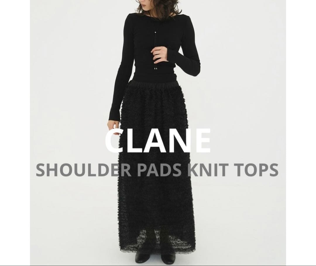 CLANE 25AW SHOULDER PADS KNIT TOPS ブラック