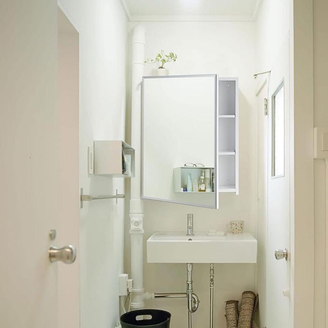 ミラーキャビネット キャビネット 50x60CM ホワイトオーク 洗面鏡 浴室鏡