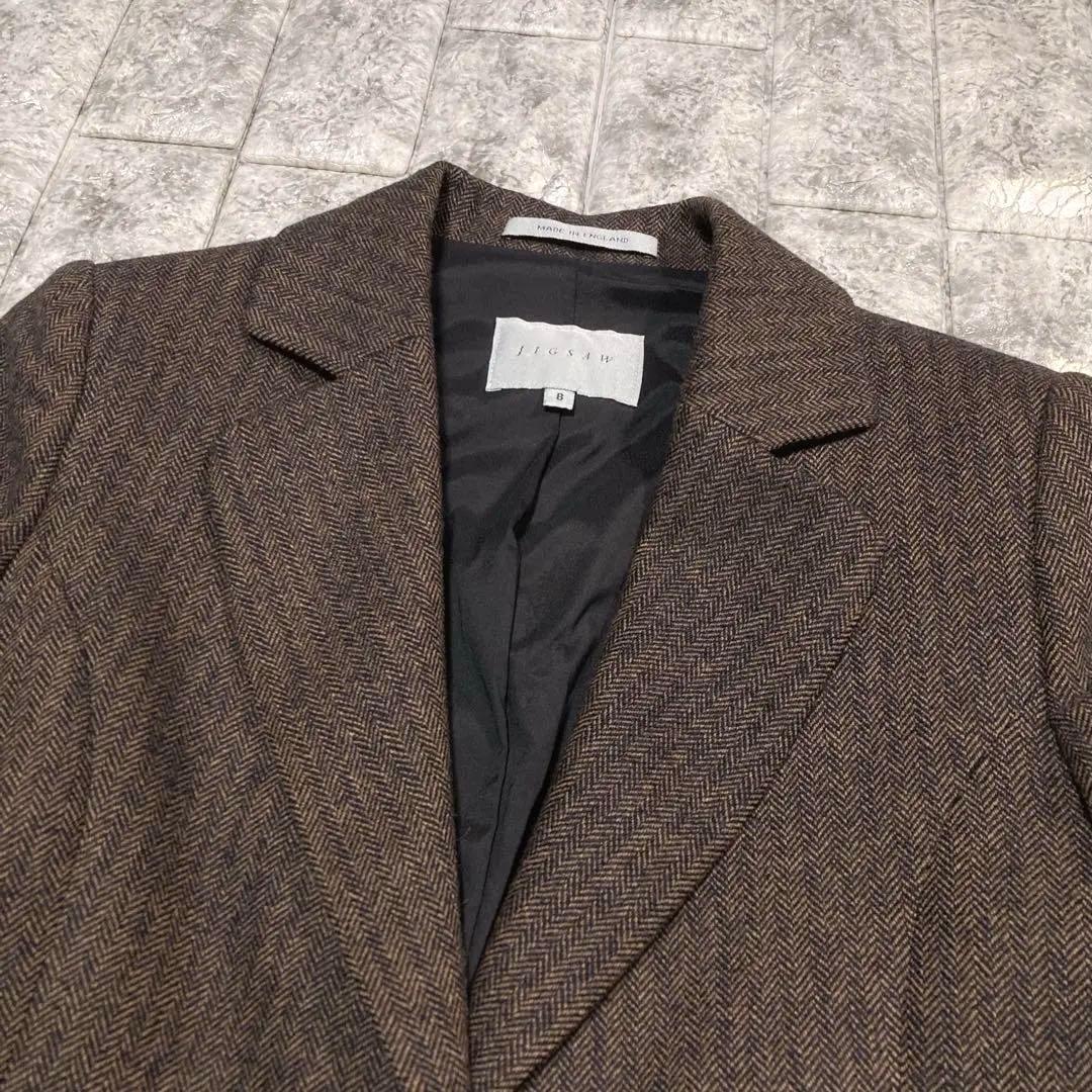 美品　ZIGSAW ジグソー　パンツスーツ　ヘリンボーン　カシミヤ混　英国製