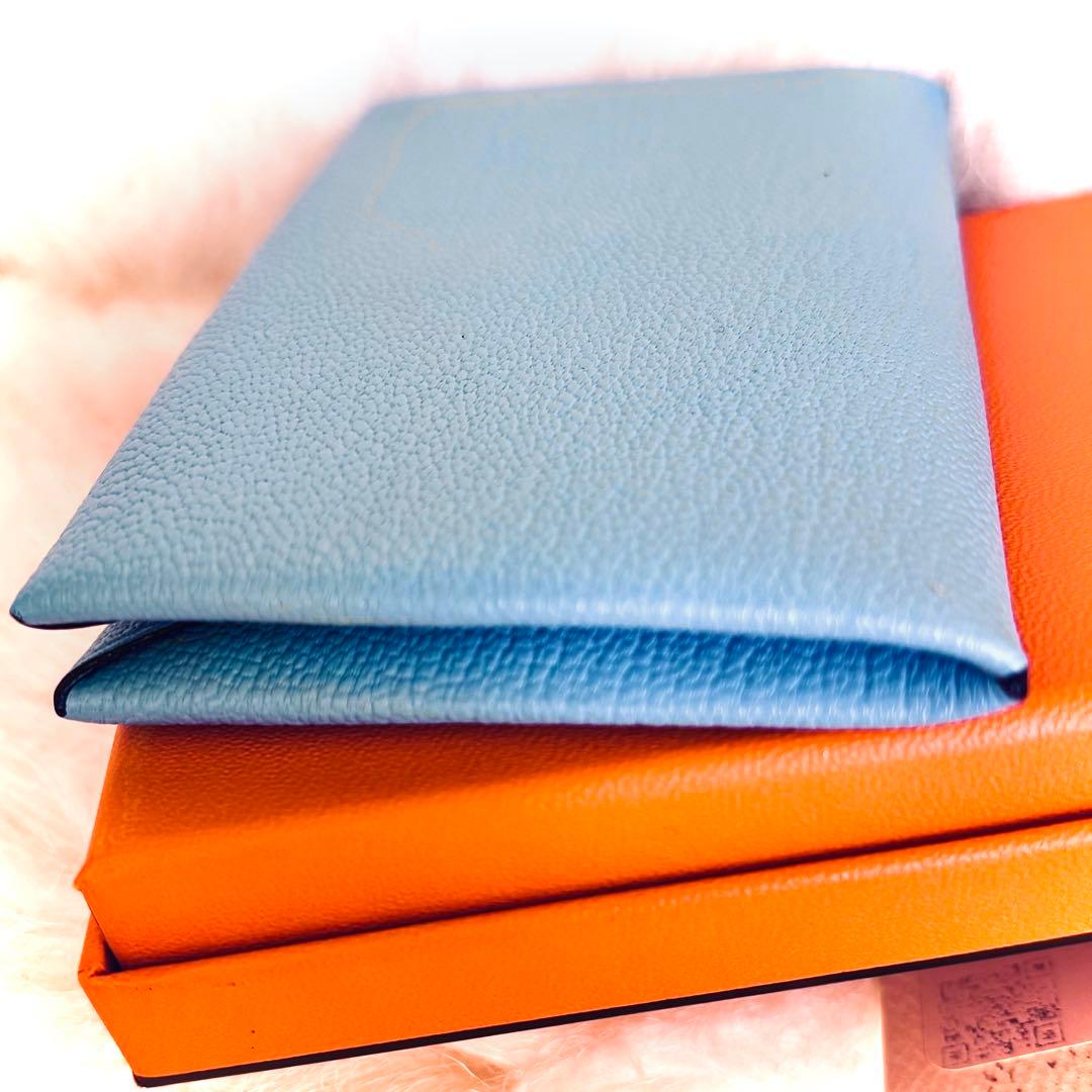 大幅に値下げ！ 未使用 エルメス カードケース カルヴィ シェブルミゾル 水色