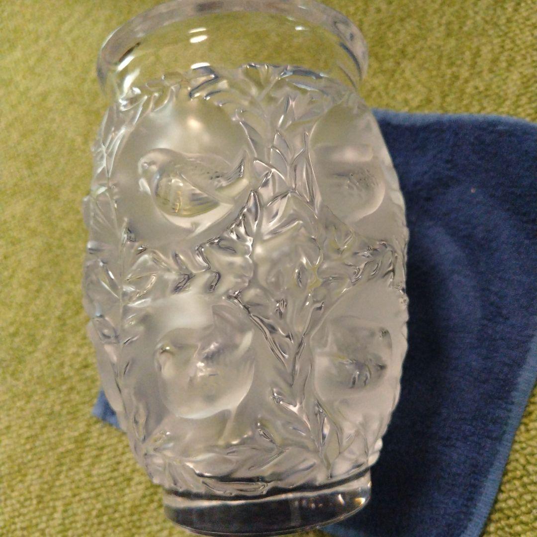 Lalique バガテル　葉と鳥の彫刻 花瓶