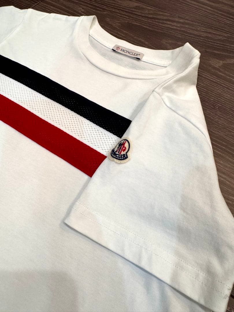 Moncler ストライプ Tシャツ ホワイト10A 美品