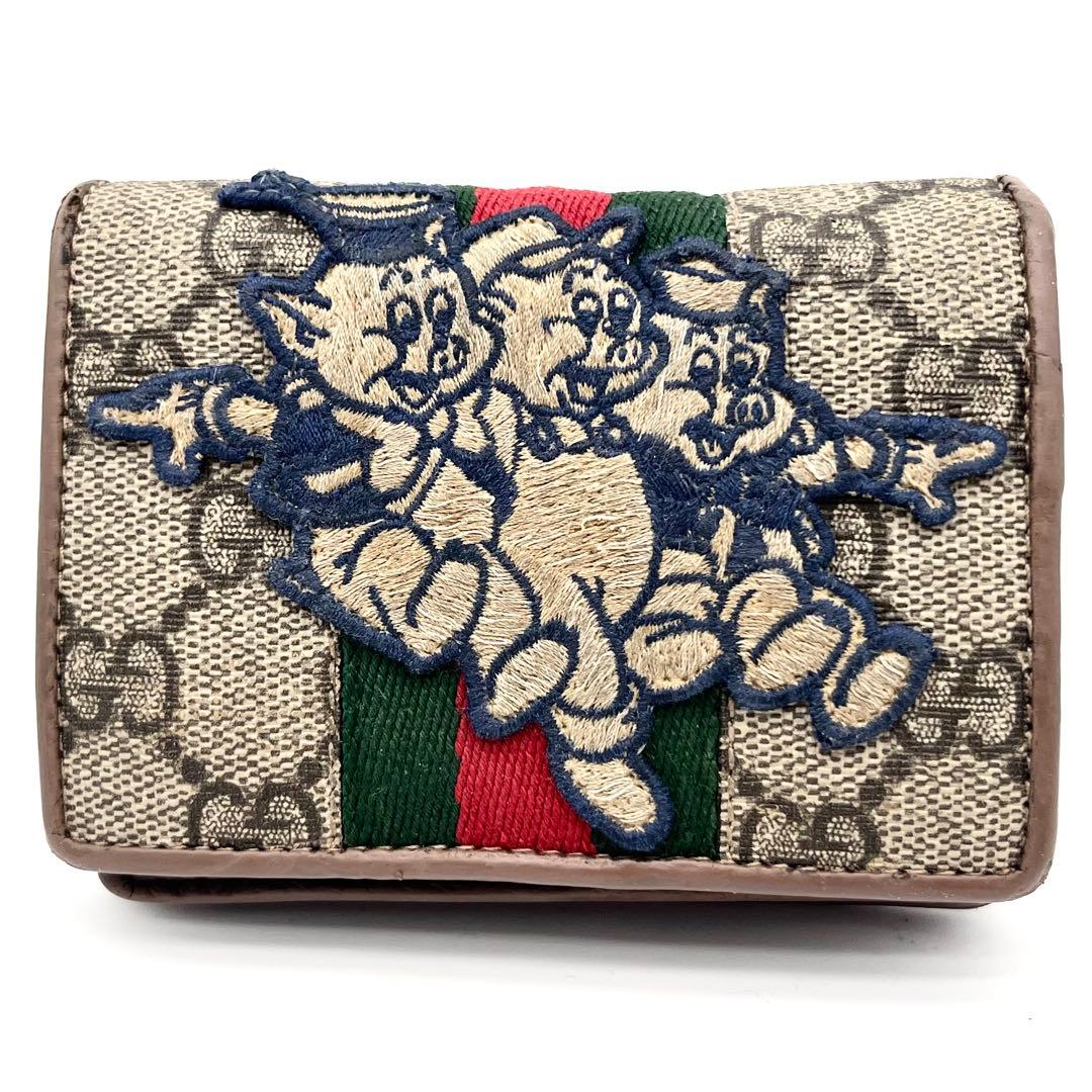 【希少】GUCCI ディズニー　二つ折り財布　3匹の子豚　シェリーライン　GG柄