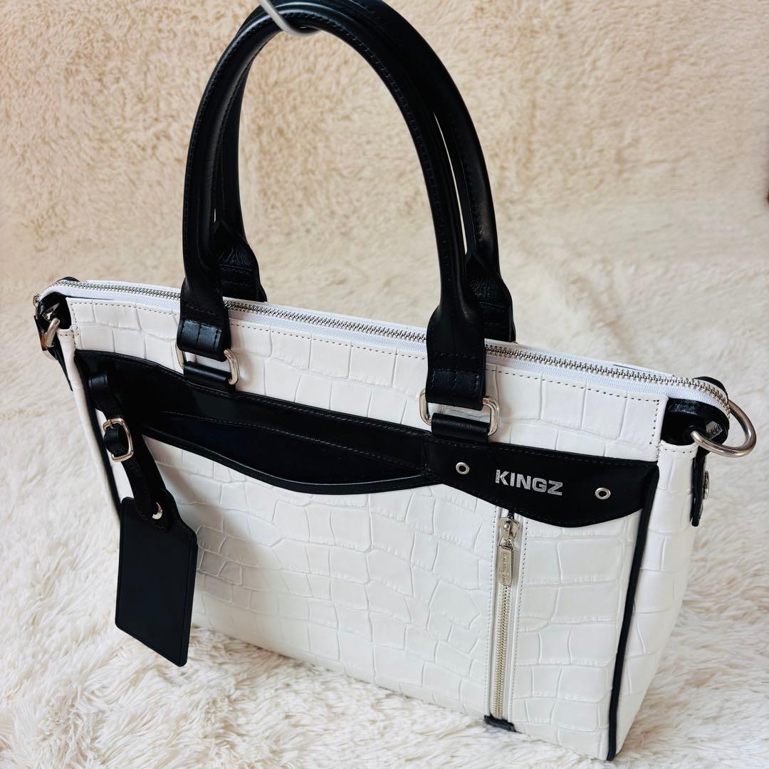 Samantha KINGZ クロコダイル　ホワイト　ビジネスバッグ A4
