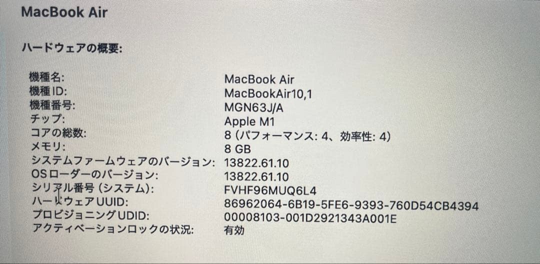 Apple MacBook Air M1, 8GB, 256GB スペースグレー