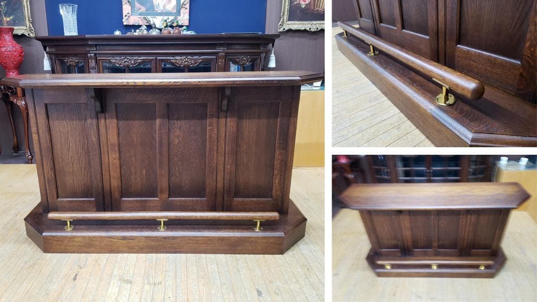 J30　美品！　蝦夷民芸家具　えぞ家具　ホームバーカウンター４点セット