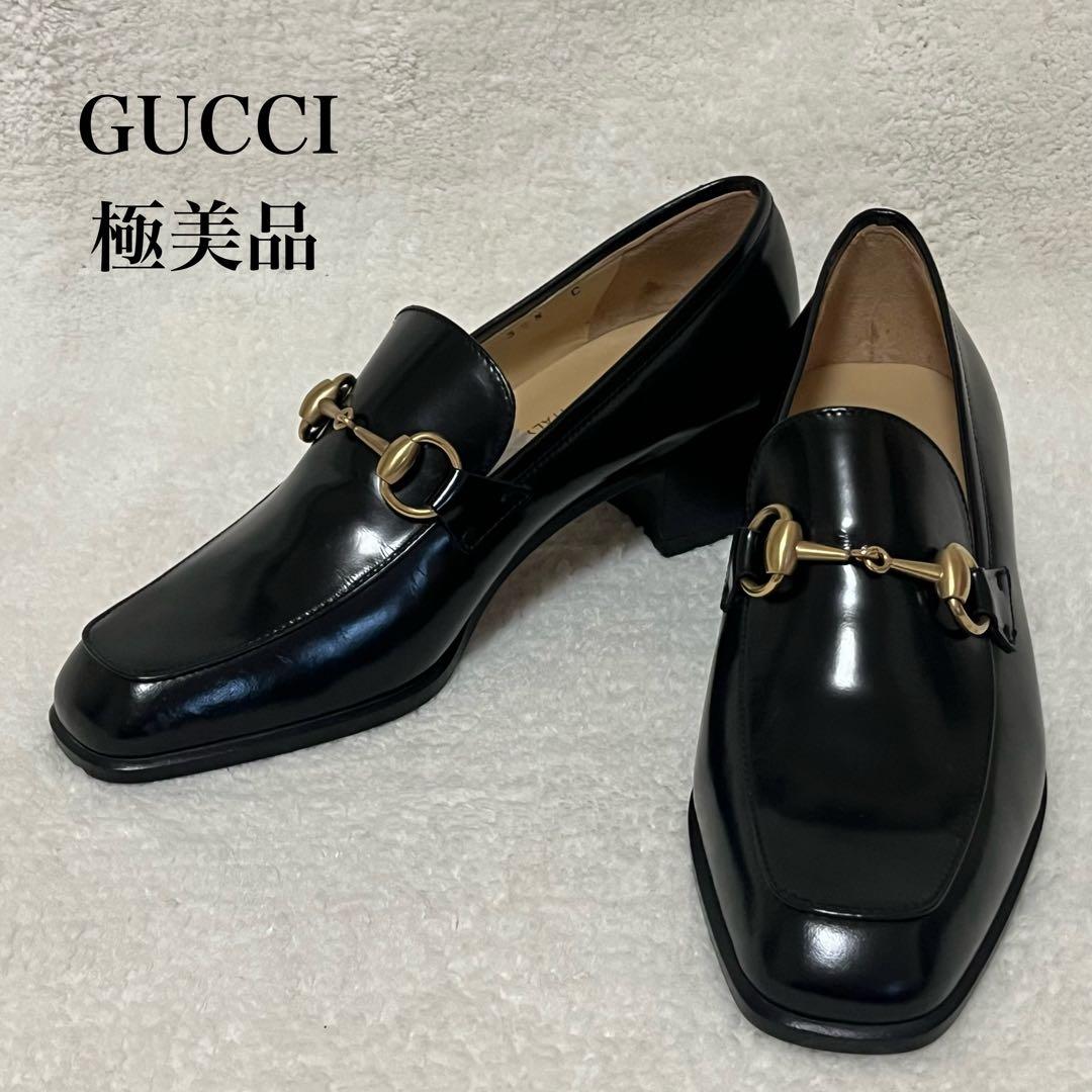 【GUCCI】極美品 ホースビット ローファー ブラック ゴールド