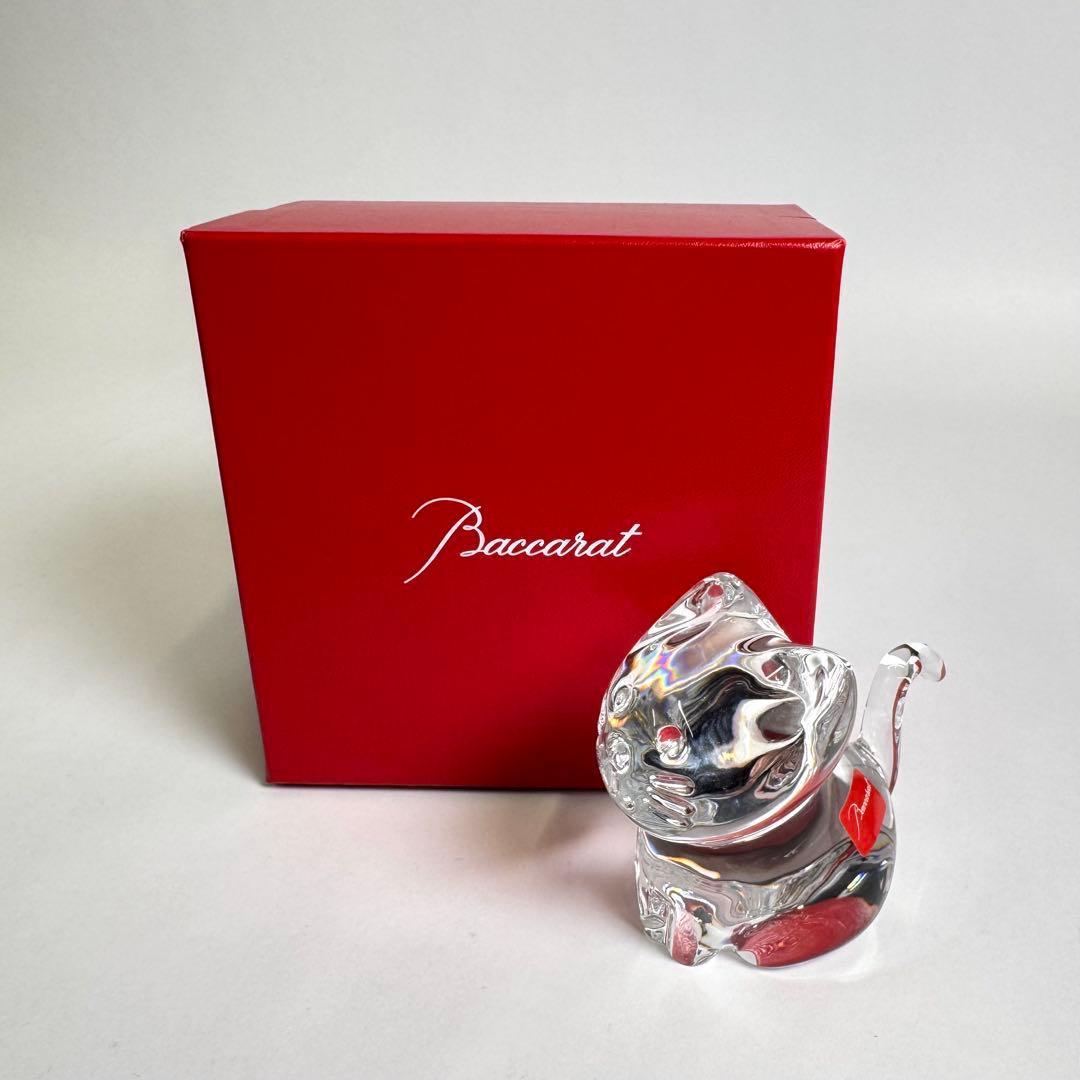 最安値 バカラ Baccarat クリスタルフィギュア 猫 ねこ フィギュリン