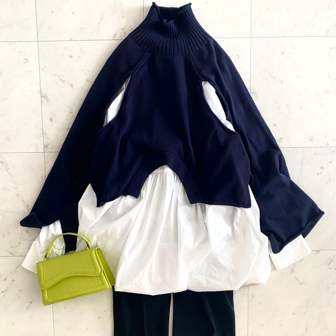 美品 エンフォルド ENFOLDヌーベルファインレイヤードバルーンプルオーバー