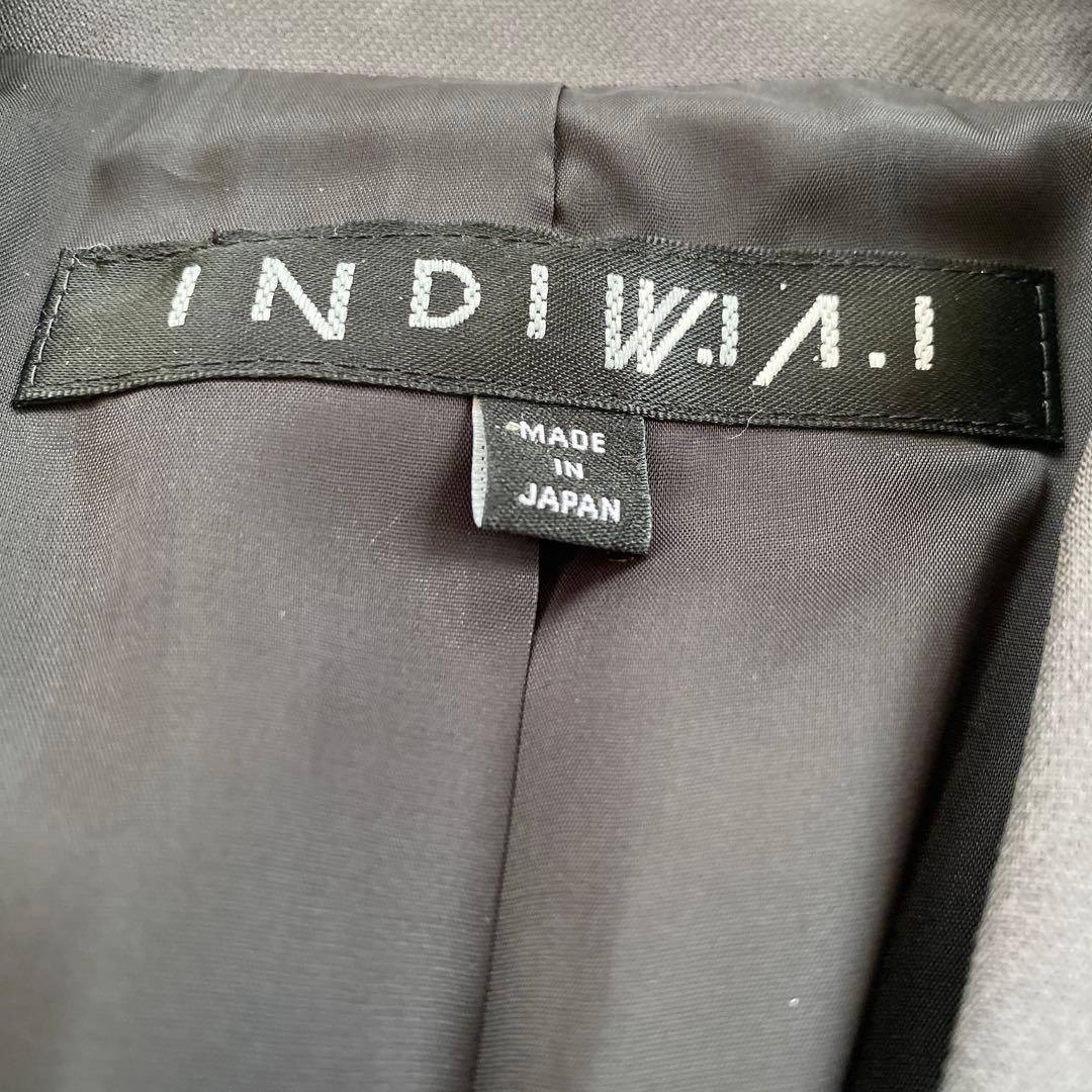 インディヴィ　ノーカラージャケット　セットアップ　グレー　パンツスーツ
