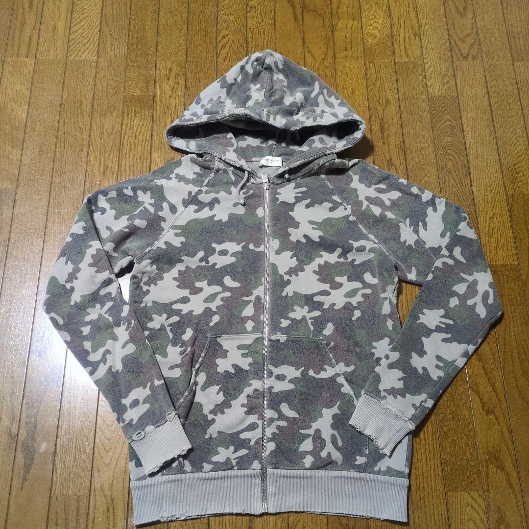 SAINT LAURENT PARIS ジップパーカー ダメージ ヴィンテージ