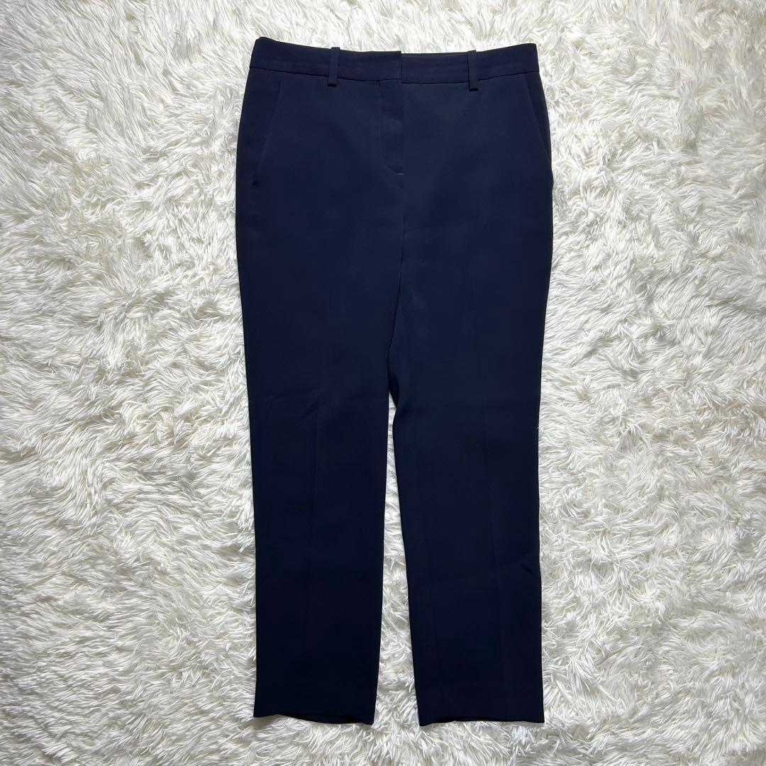 Theory セオリー ノーカラー パンツスーツ セットアップ ネイビー