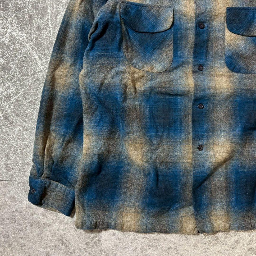 美品 ペンドルトン オンブレチェック ボードシャツジャケット ブルー XL