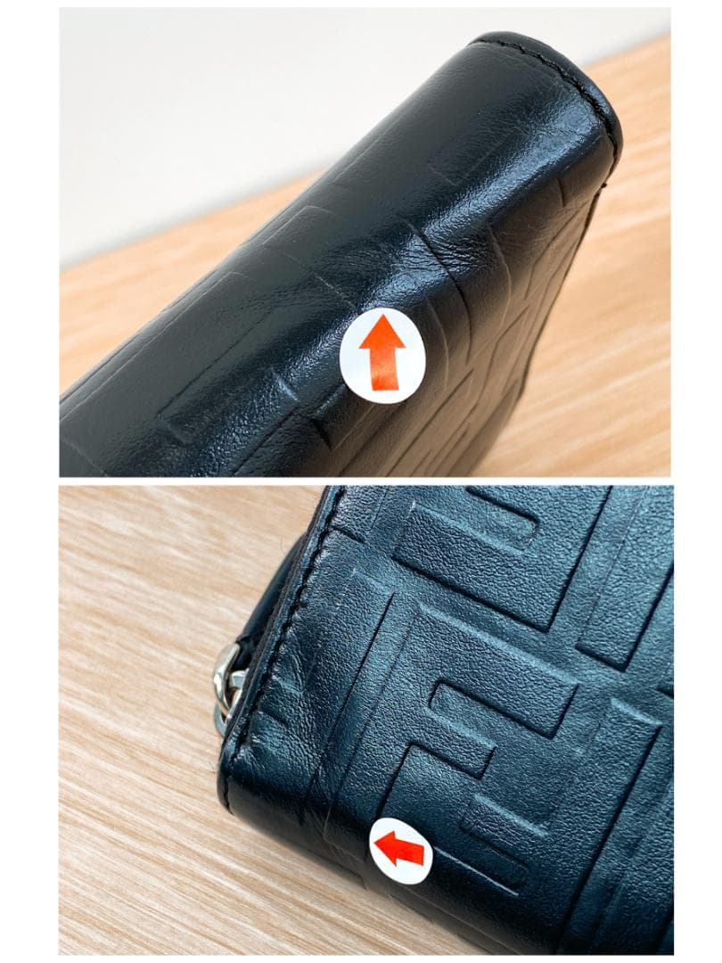 専用フェンディ ズッカ柄 長財布 財布 ラウンドファスナー 革 ブラック 黒