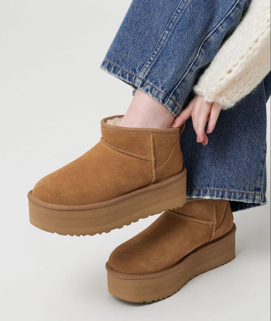 UGG ブラウン ムートンブーツ 厚底　25cm