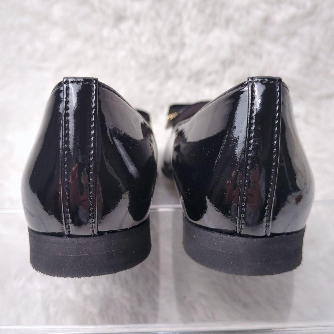 【美品】DIANA ダイアナ オペラシューズ エナメル ローファー 黒 リボン付