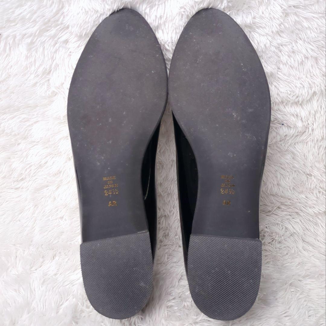 【美品】DIANA ダイアナ オペラシューズ エナメル ローファー 黒 リボン付