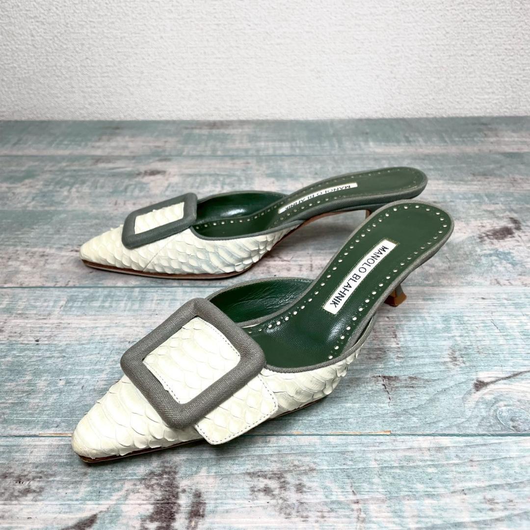 超美品 MANOLO BLAHNIK パイソンレザー パンプス 35