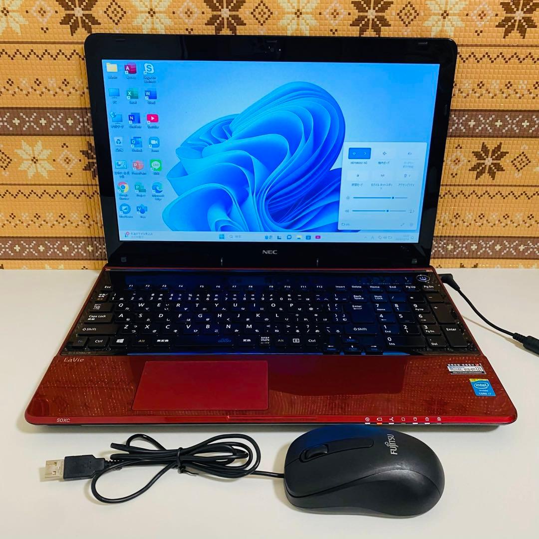 Y966 NECノートパソコンi7メモリ8G高速 Windows11オフィス付き