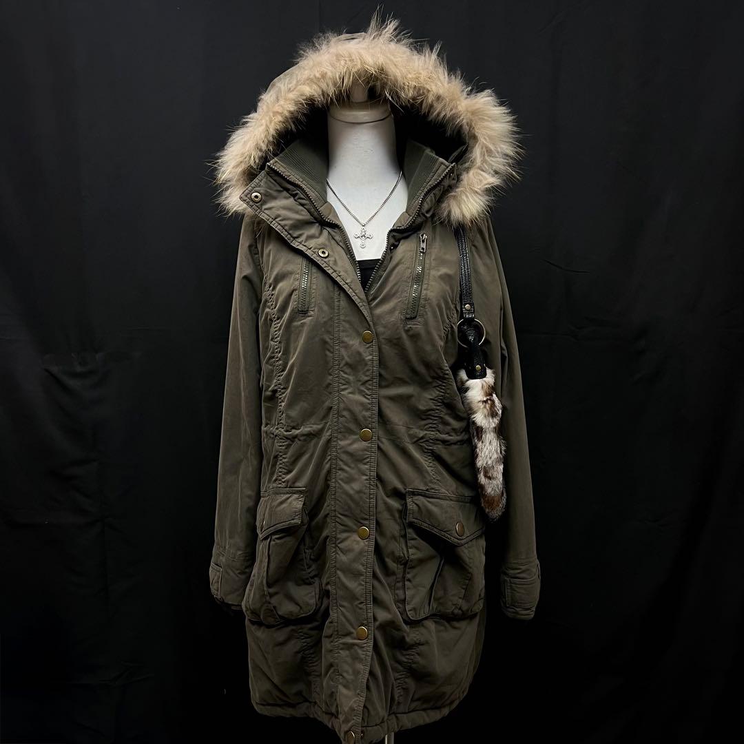 平成ギャル　y2k グランジ　ファー付き　モッズコート　ギミック　ロング