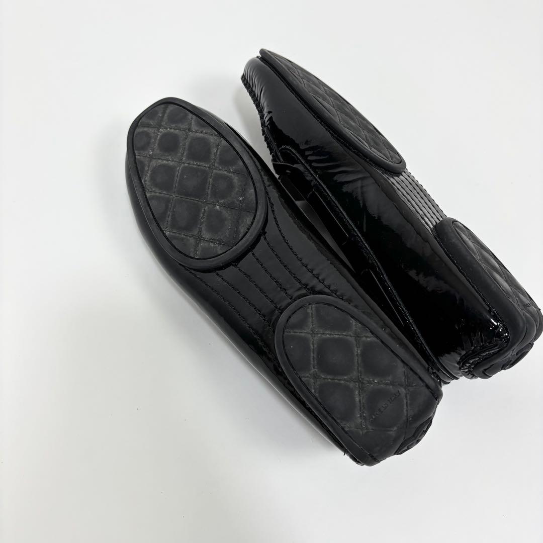 CHANEL ココマーク エナメル ドライバーズシューズ ローファー 黒 37