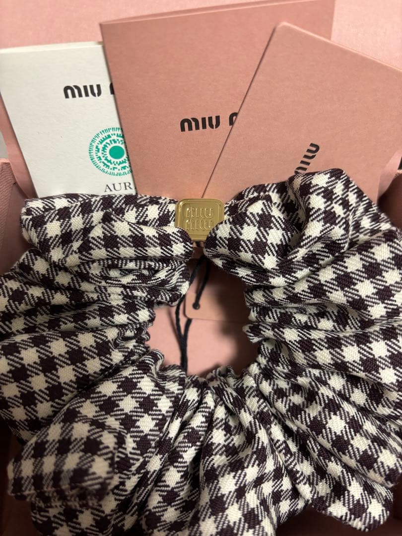 Miumiuギンガムシュシュ♡ボルドー