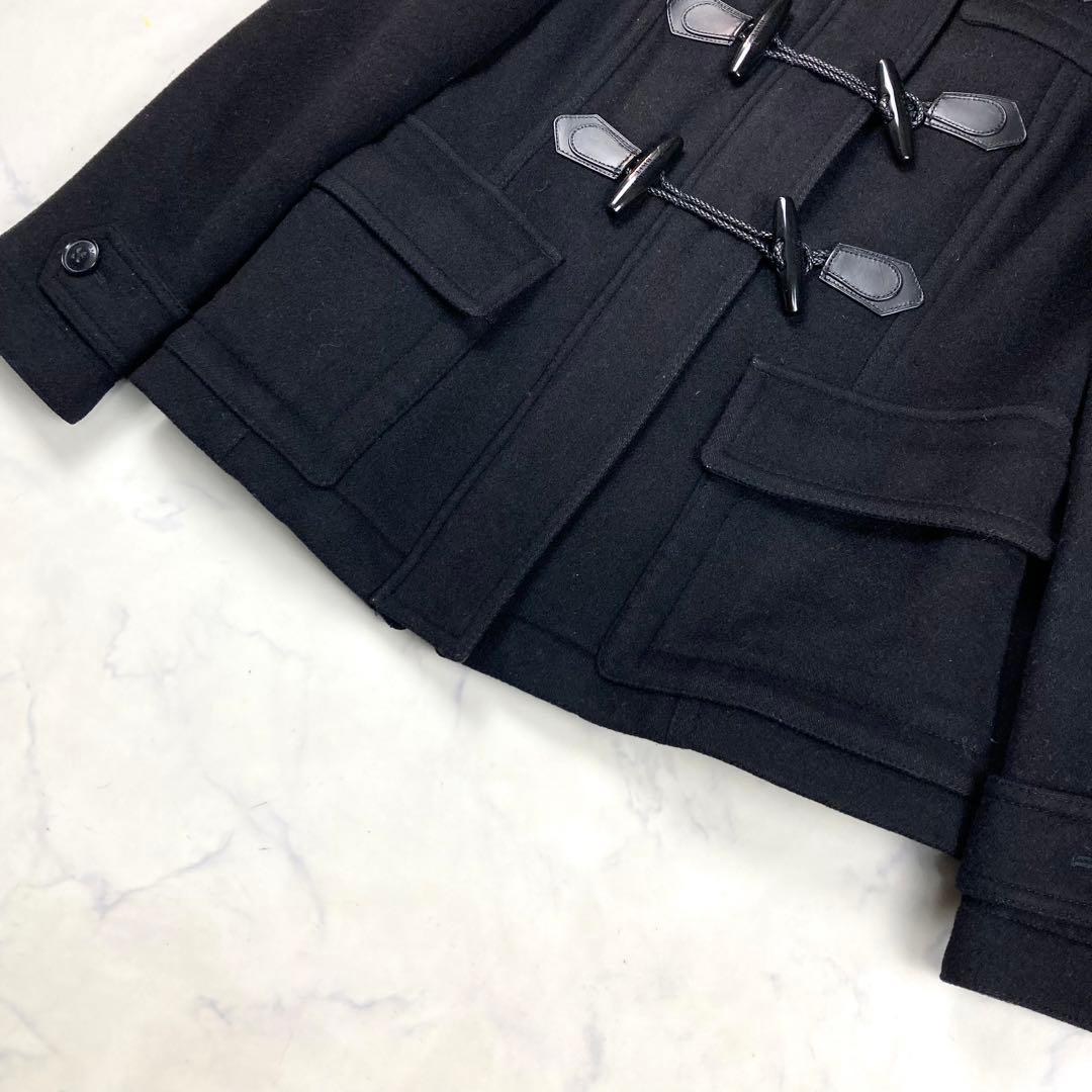 未使用級 バーバリーブリット ショート ダッフルコート　黒 メガネチェック