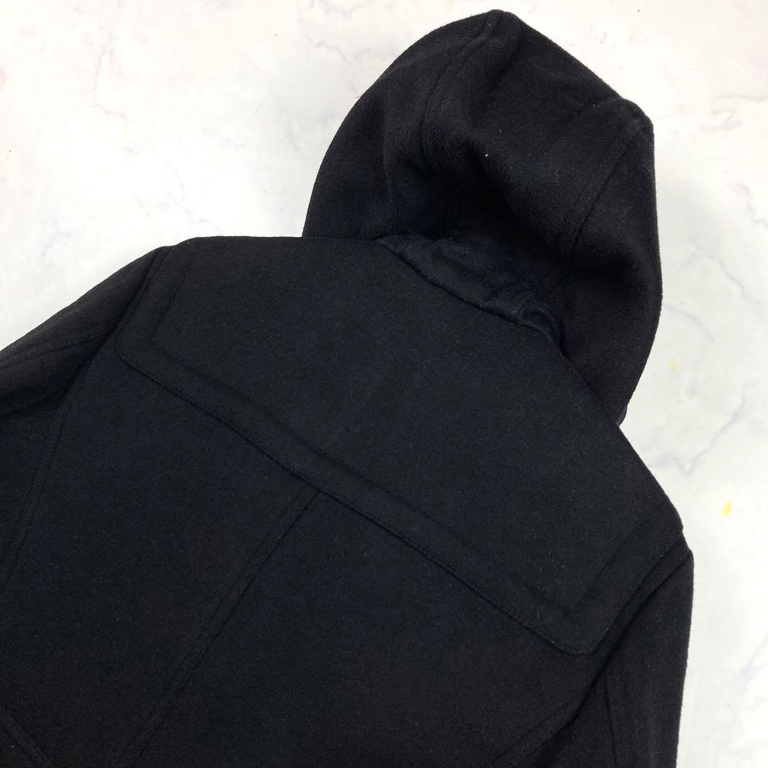 未使用級 バーバリーブリット ショート ダッフルコート　黒 メガネチェック