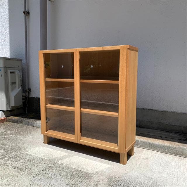無印良品｜組み合わせて使える木製収納｜ブックキャビネット｜廃番｜ガラス扉付き｜