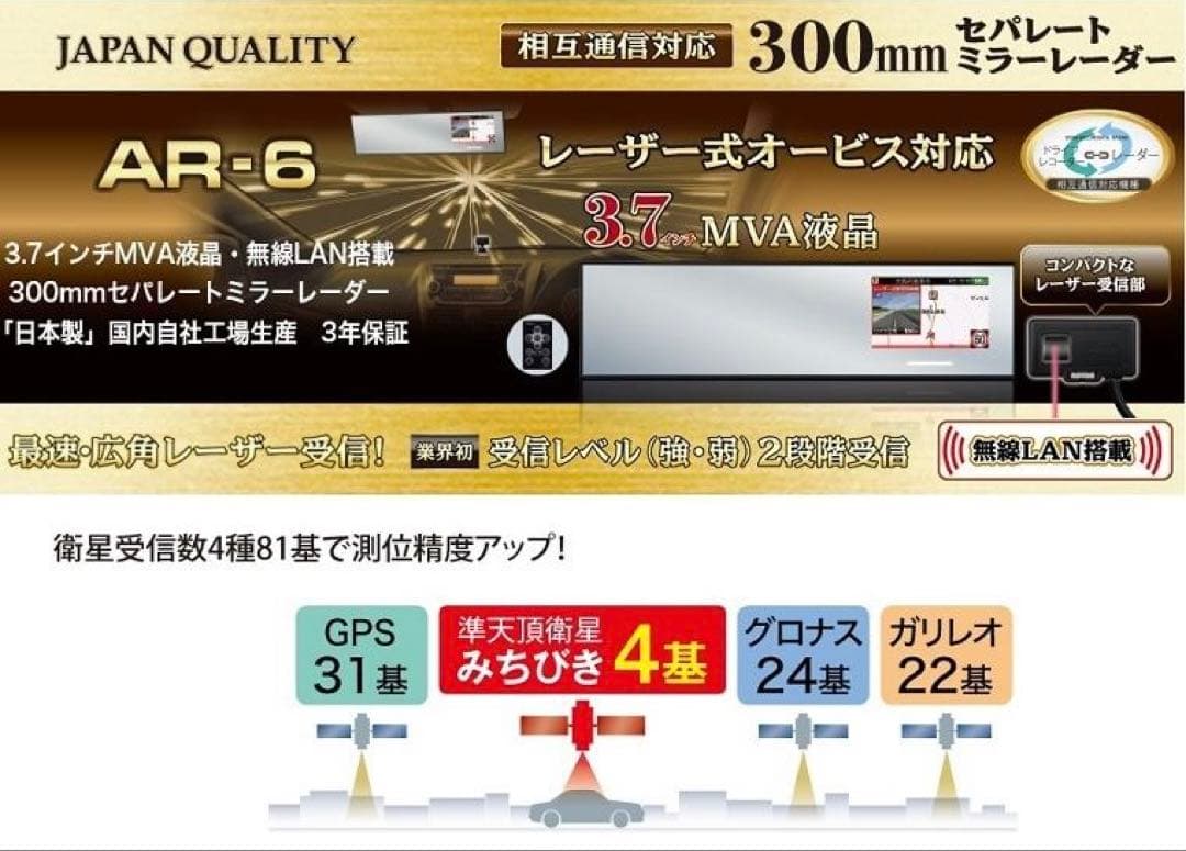 セルスターASSURA AR-6 GPS内蔵セーフティレーダー探知機 作動OK！