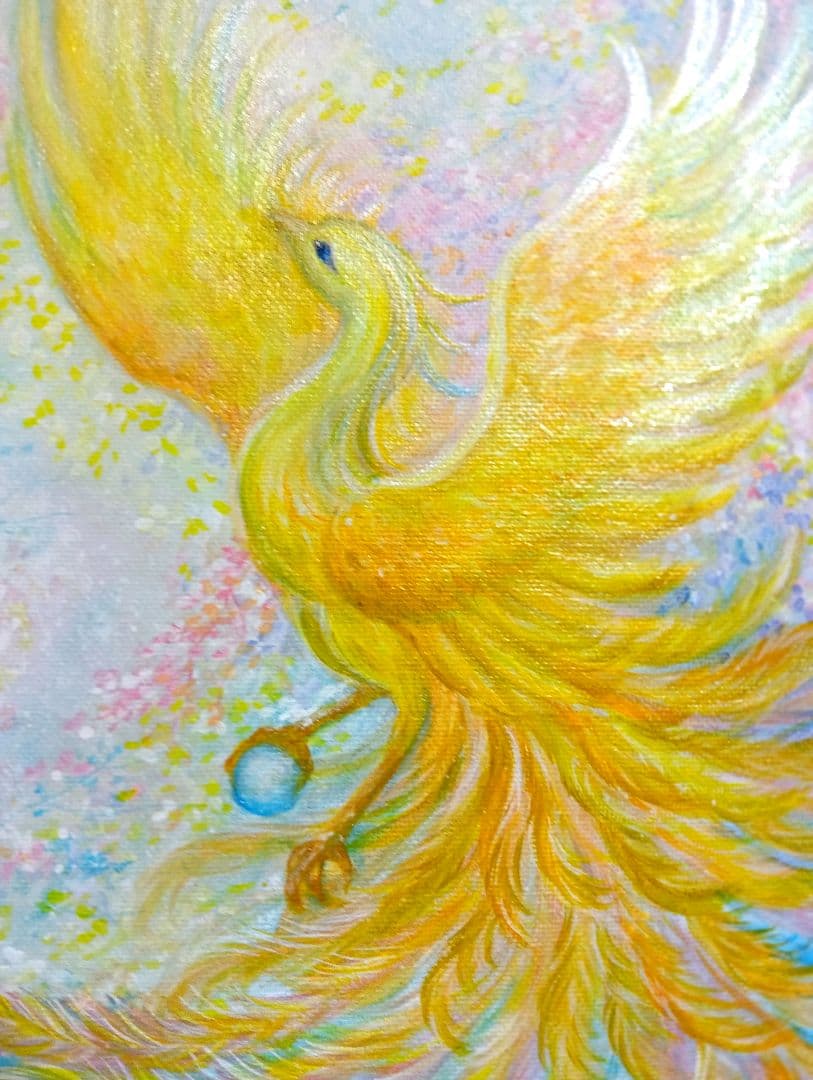 菜*香様 No.508 F4キャンバス 原画 アクリル絵画 開運絵画 鳳凰 肉筆