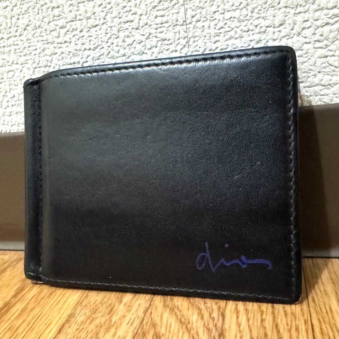 希少/美品/DIOR HOMME マネークリップ オールレザー ロゴ刻印 黒