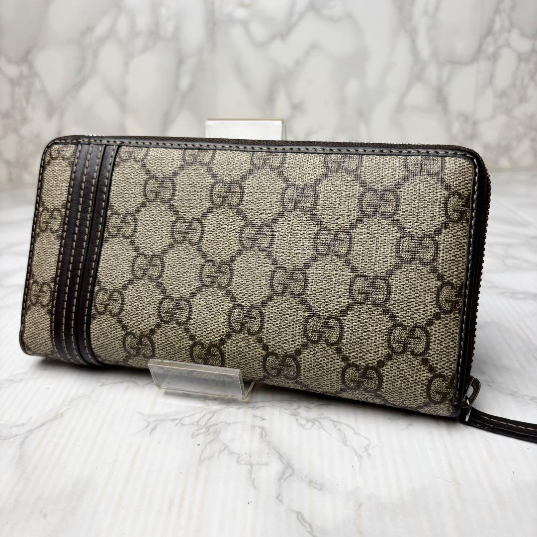 09 極美品 GUCCI 長財布 ラウンドファスナー PVC GGスプリーム o