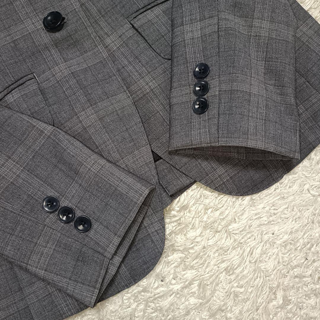 美品＊HILTON ヒルトン チェック パンツスーツ ストレッチ イタリア製生地