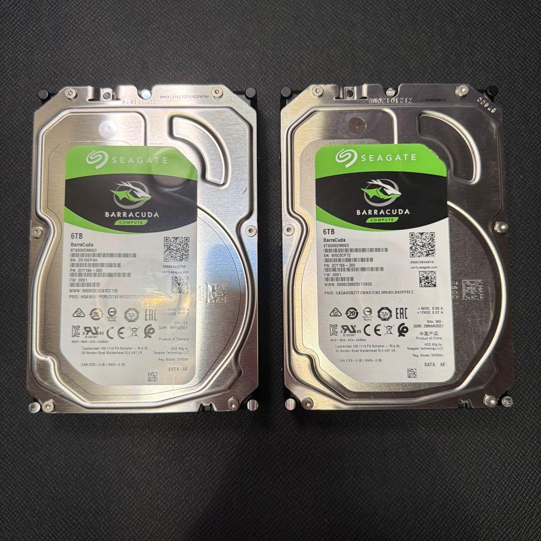 Seagate Barracuda 6TB 内蔵型HDD 2台セット