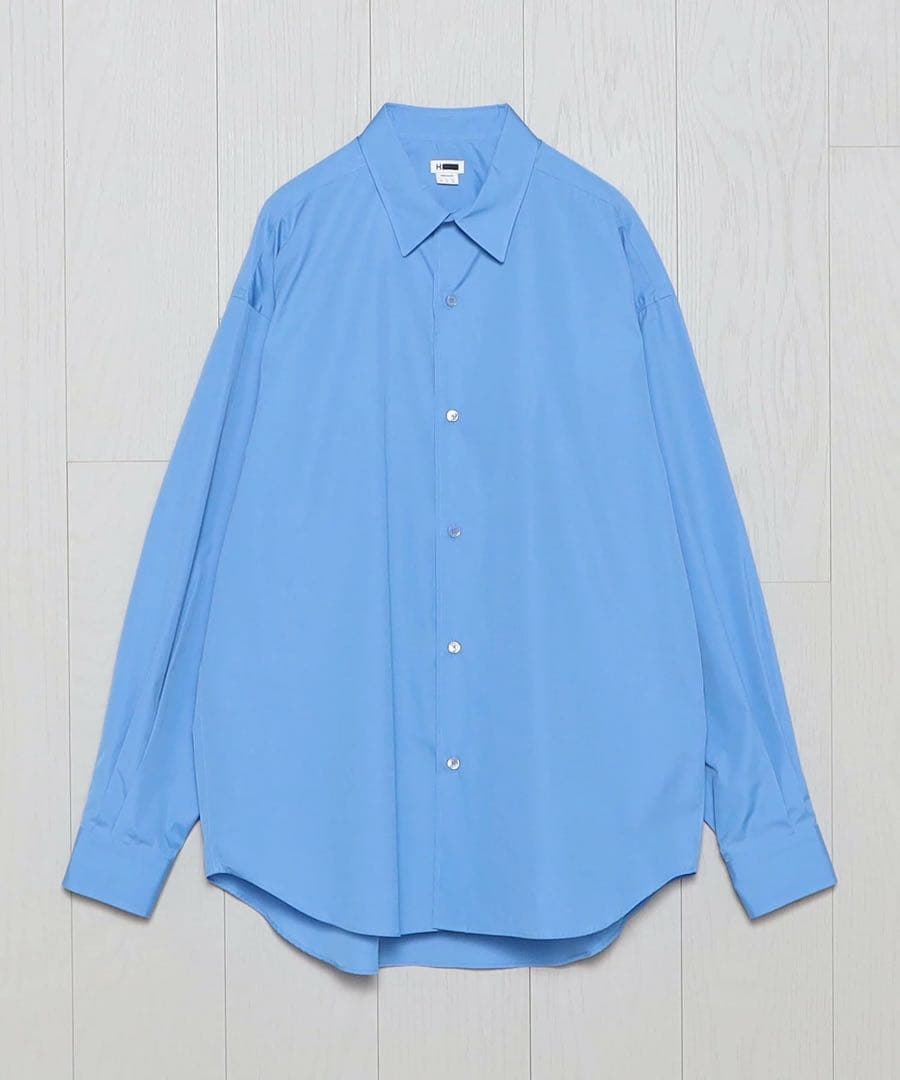H ザ ユージュアル バルーンレギュラーカラーシャツ コバルト Mサイズ