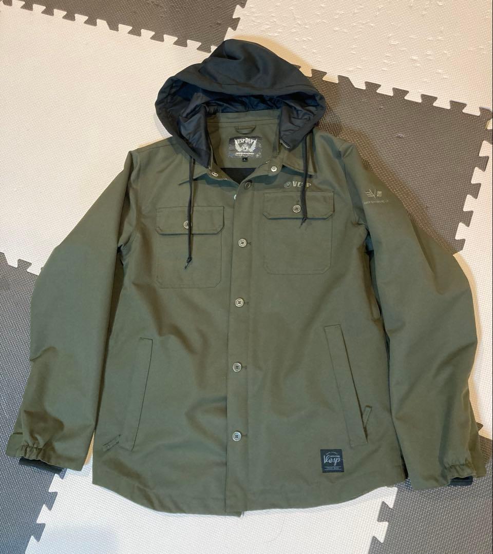 【美品】VESP フード付き スノーボードウェア　サイズL オリーブグリーン