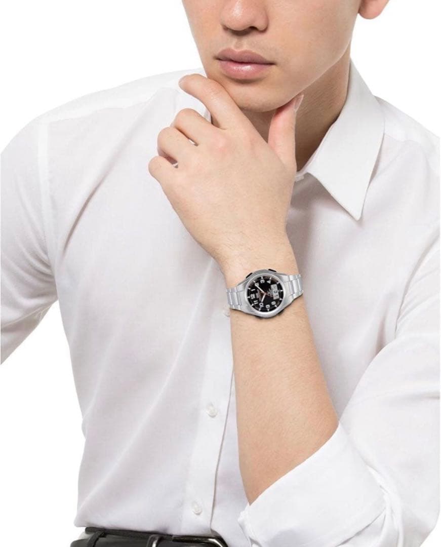 シチズンQ&Q腕時計アナログ電波ソーラー防水日付メタルバンド MD02-205