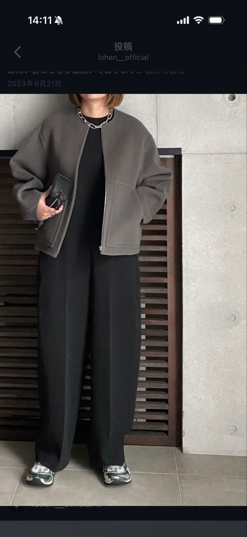 <LOHEN>バックフォルムリバーZIPブルゾンコート グレー