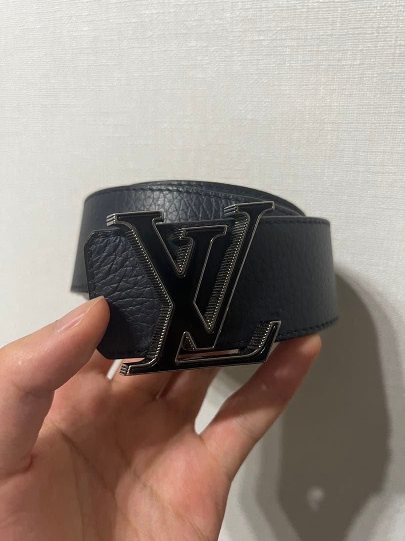 Louis Vuitton レザー ベルト ネイビー