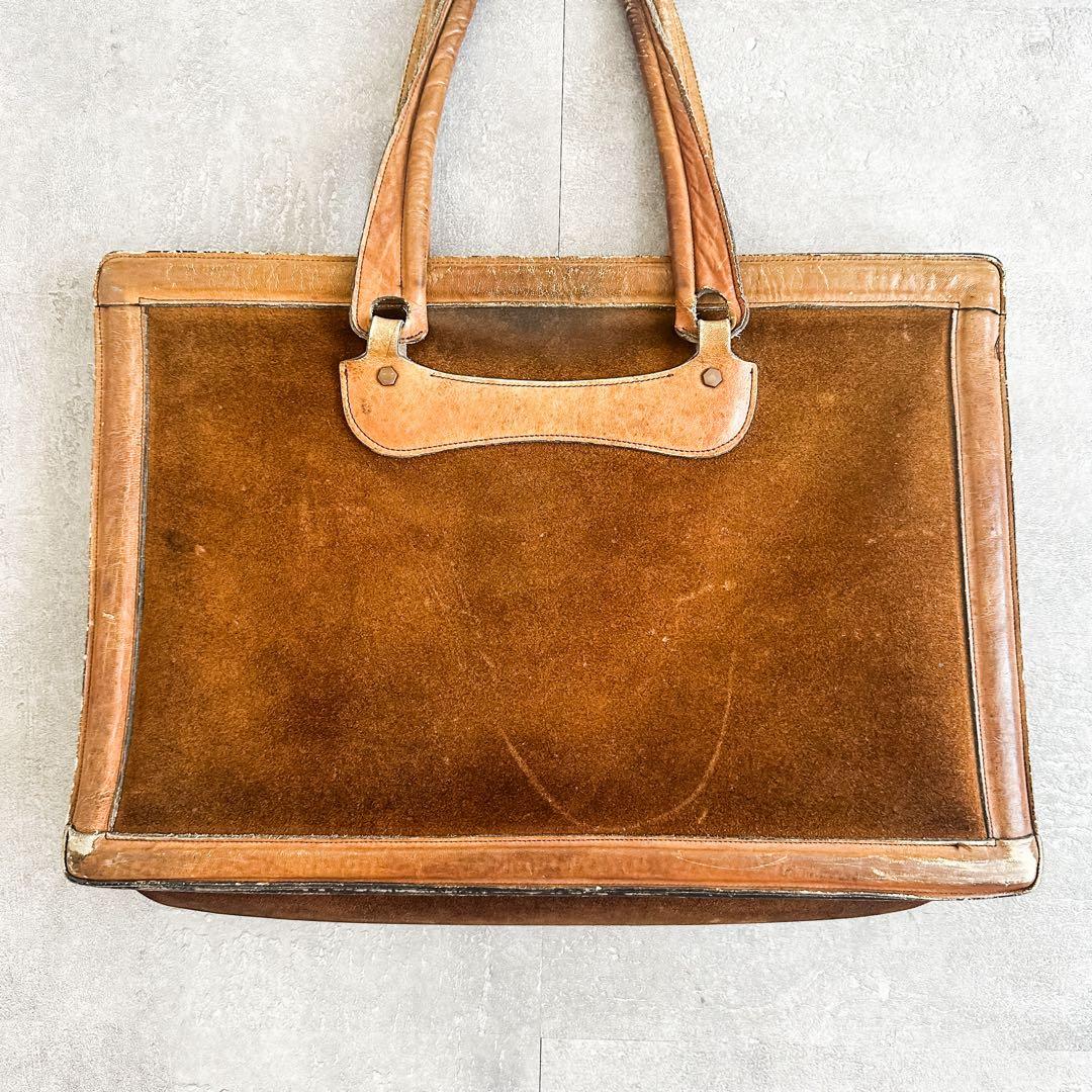 ヴィンテージ 1960's~ スエード× レザー ツートンカラー レザーバッグ